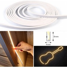 Ince Neon LED Şerit 5 Metre, 4 × 8 Mm, 3000K Günışığı, Dc 24V, IP67, Esnek Dekoratif Aydın