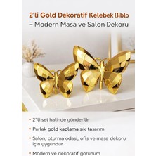 2'li Gold Dekoratif Kelebek Biblo Seti, Parlak Altın Kaplama