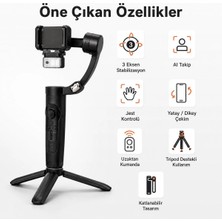 Tr M3 Al Pro 3 Eksenli Aı Takipli Telefon Gimbal Stabilizatör – Dolgu Işıklı, Katlanabilir Sab