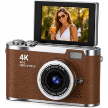 Tr 4K Dijital Retro Fotoğraf Makinesi Video Kamera 48MP 18X Zoom Flip Ekran