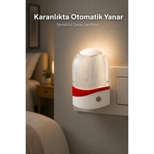 Sensörlü Gece Lambası, Priz Tipi, Otomatik Işık, Led, Beyaz, Kırmızı