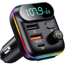 Araç Için Bluetooth Adaptörü, Kablosuz Fm Radyo Verici, Kablosuz Bluetooth 5.0, Mp3 Müzik Çala