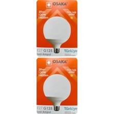 Tr LED Ampul, 20W (120W Eşdeğeri), E27 Duylu, 3000K Sarı Işık, Glop, 2 Adet