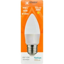 Tr 9W LED Mum Ampul, 70W Eşdeğer, Sarı Işık 3000K, E27 Duy