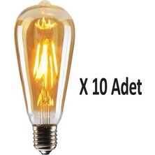 4W Dim Rustik LED Ampul Sarı Işık Armut Edison Ampul 10 Adet