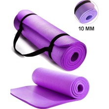 10 mm Konfor Doku Kaymaz Nbr Pilates Egzersiz Minderi, Taşıma Askılı, Mor