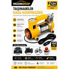 12V Araç Hava Kompresörü 150 Psı Taşınabilir Lastik Şişirme Pompası Çakmak Girişli Oto Hav