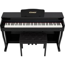 Köhner SLP-275 Bk Dijital Konsol Piyano, Bluetooth, Tuş Hassasiyeti, 88 Tuşlu, Kapaklı