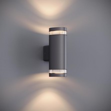 Gala Duo Modern Cam Detaylı Çift Yönlü LED Duvar Apliği 80X120X210 mm IP65 Alüminyum Dış Mek