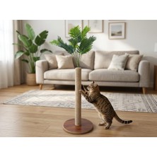 Tr Olive-M Kedi Tırmalama Direği Jüt Halatlı Yapay Bitkili Ahşap Gövde
