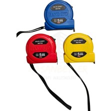 Çelik Şerit Metre, 5m x 25MM, Dayanıklı, Mavi, Kırmızı ve Sarı Renk Seçenekleri