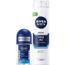 Men Erkek Hassas Ciltler Için Koruyucu Tıraş Jeli 200ML ve Mini Roll-On Deodorant Fresh Active 2