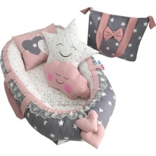 Nest Gri Yıldızlı Jaju-Babynest Anne Yanı Lüx 5'li Babynest Set