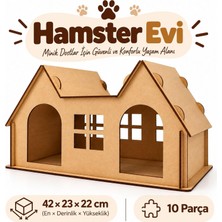 Alg Wood Design Hamster Evi – 10 Parça Mdf Ahşap Hamster Yuvası – 42 × 23 × 22 cm - Büyük