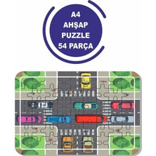 Lipyos Arabalar Çocuklar Için 54 Parça Ahşap Puzzle