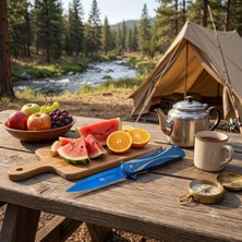 Katlanır Kamp Bıçağı Outdoor Survival Bıçak Mavi
