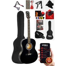 Tr RG-550 Akustik Gitar Seti, 40 Inç, Siyah, Taşıma Çantası, Tuner, Askı ve Pena Içeren Ba�