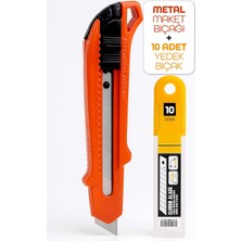 Profesyonel 18MM Metal Maket Bıçağı + 10 Adet Yedek Bıçak Seti Geniş Ağız