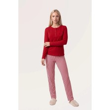 SS Home Concept Pjs 30148 Kadın Uzun Kol Kalpli Pijama Takımı