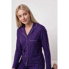 Cm Store Pjs 30167 Kadın Uzun Kol Puantiyeli Düğmeli Pijama Takımı