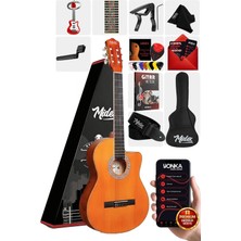 Tr CG-395YLX Klasik Gitar 4/4 Kesik Kasa Full Set, Sarı, Çanta, Askı, Metod, Pena