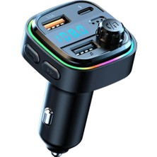 Aft-13 Bluetooth 5.0 Araç Içi Fm Transmitter - 3 Port Hızlı Şarj (2x Usb-A + 1x Usb-C), Rgb Le