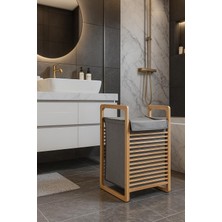 Modern Bambu Çamaşır Kirli Sepeti Geniş Hacim 61X40 X35 cm