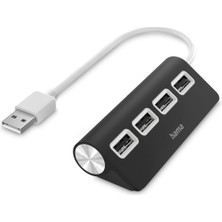 USB Hub, 4 Ports, USB 2.0, 480 Mbit/s, Siyah