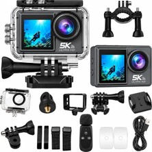Tr 5k Ultra Hd Aksiyon Kamera Çift Ekranlı Dokunmatik Ekran Wi-Fi Bağlantılı Spor ve Vlog Kamer