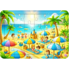 Sevimli Dostlar 24 Parça 29X18CM Eğitici-Öğretici Sağlıklı Ahşap Çocuk Puzzle Yapboz Serisi