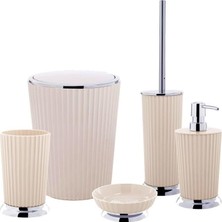 Nely Banyo Seti, 5 Parça, Plastik, Bej/krom