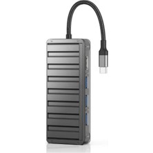 Type-C Girişli USB Çoğaltıcı Adaptör, 7 In 1 USB Hub, 3x USB 3.0 Girişi, 1x Html Girişi, 1x