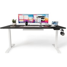 Uprise Comfort Çift Motorlu Yükseklik Ayarlı Masa (72–121 Cm) - Beyaz (Beyaz Ayak/siyah Tabla,