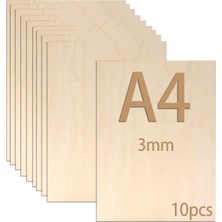 10 Adet 3mm Kontrplak Levha, A4 Kontrplak, 30 x 21 cm Ahşap Levha El Işi, Ahşap Levhalar Dıy Ah�