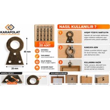 Karapolat 20 Adet Tablo Askı Aparatı 45X25 mm Metal Duvar Askı Plakası Çerçeve Ayna Pano Asma Aparatı