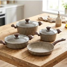 3105 7 Parça Granit Tencere Seti, Bej, 20-26 cm