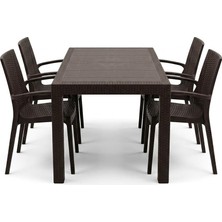 Mandella Kampanyalı Elit Rattan 70X120 Nirvana Koltuk Masa Takımı 4 Kişilik Kahverengi