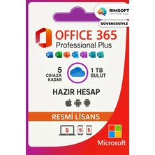 Rimsoft Office 365 Dijital Lisans Ios Windows Uyumlu-1TB Depolama Orijinal Abonelik Süresiz