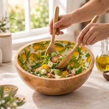 Mango Ağacı Kase 25 Cm, Limon Desenli Geniş Salata ve Servis Kasesi, 10 cm Yükseklik, Dekoratif