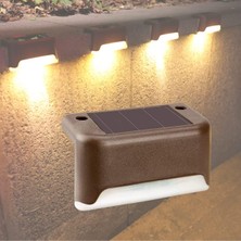 Solar Güneş Enerjili Şarj Edilen Köşebent Merdiven Veranda Bahçe Yolu LED Lamba Işık 4 Adet