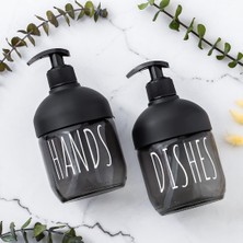 C-527 2'li Cool Sıvı Sabunluk Seti - Mutfak-Banyo Tezgah Üstü Temizlik Seti - Siyah Cam 425 ml