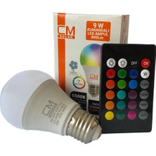 Tr Rgb+W LED Ampul, 9W Renk Değiştirme Özellikli, E27 Duylu Uzaktan Kumandalı Dekoratif Aydınla