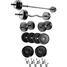 23 kg Megaset Halter Seti ve Dambıl Seti Ağırlık Fitness Seti
