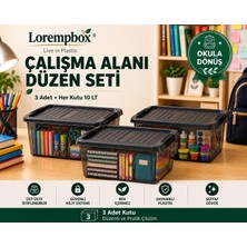Lorempbox Çalışma Alanı Düzen Seti 3'lü 10 Lt Saklama Kutusu
