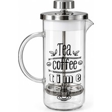 Tr Cam French Press Çay ve Kahve Demleyici – Pistonlu Metal Süzgeçli, Şeffaf Kulplu, Beyaz Det
