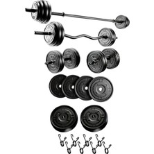 23 kg Megaset Halter Seti ve Dambıl Seti Ağırlık Fitness Seti