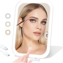 Seyahat Makyaj Aynası, 1100MAH Pille Çalışan Taşınabilir Ayna, 3 Ayarlanabilir Işık Ayarı,