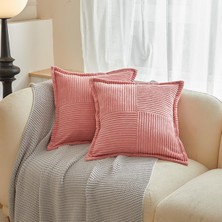 Tr 2'li Set Kadife Yastık Kılıfı 45X45 Cm, Yumuşak Dekoratif Yama Işi Yastık Kılıfları Iz