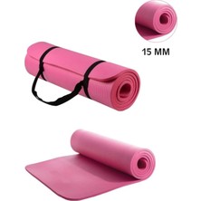 15 mm Konfor Doku Kaymaz Nbr Pilates Egzersiz Minderi, Taşıma Askılı, Pembe
