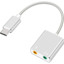 Type-C Sound Card Kablo, Type-C To 3.5mm Kulaklık ve Mikrofon Çevirici Adaptör Gri